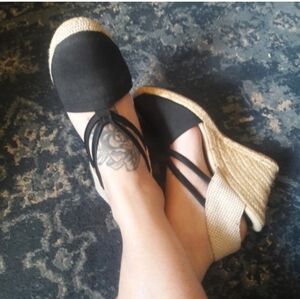 Adrienne Vittadini Wedge Sandals 40s Pinup Rockabilly Espadrille Fits like 6.5